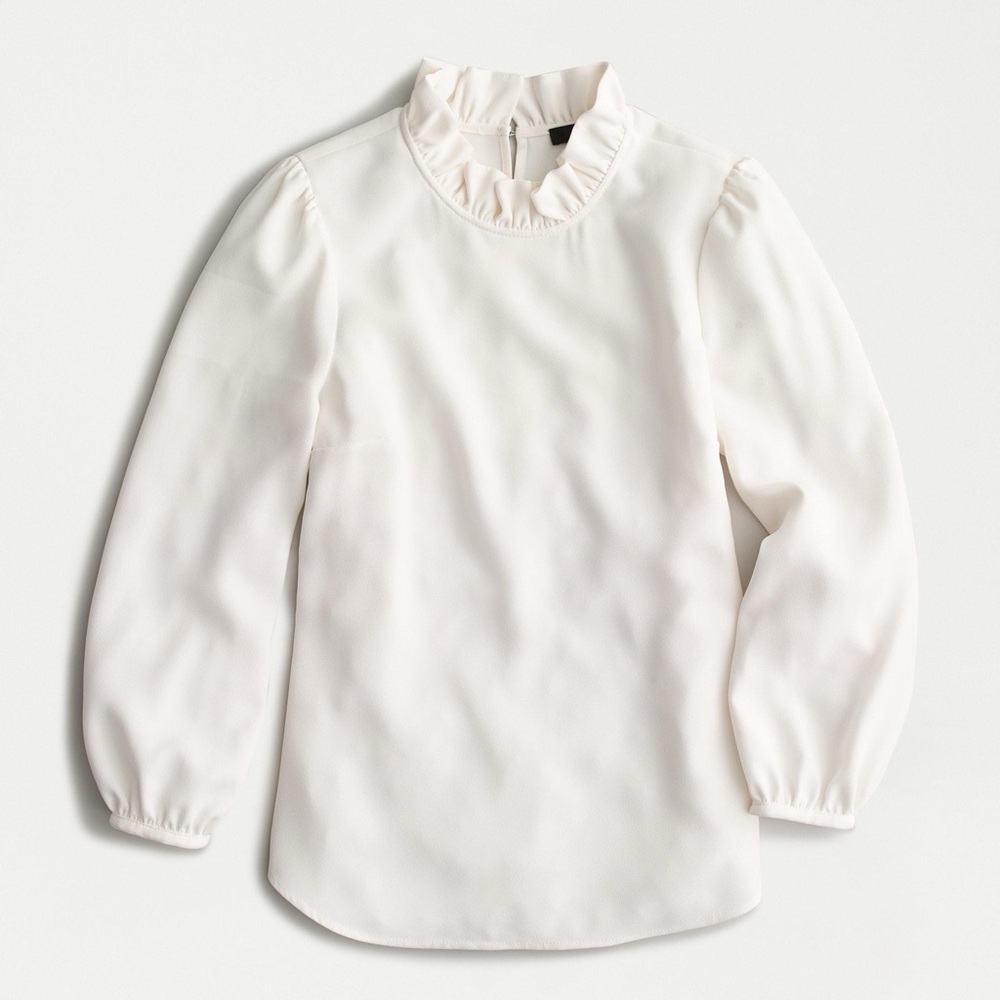 J.Crew ruffleneck top in 365 crepe - white
